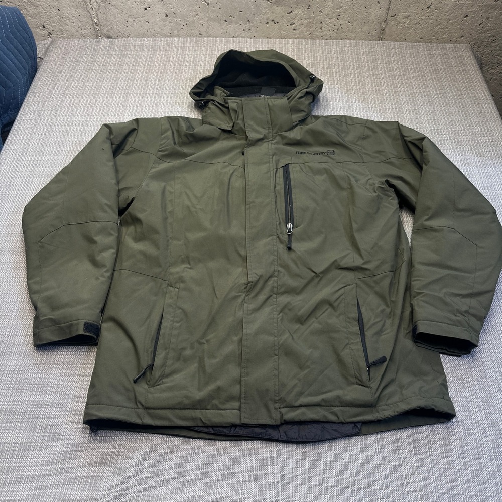 3-in-1 Systems Jacket Mens Medium Down Puffer Liner Olive Green Free Country *